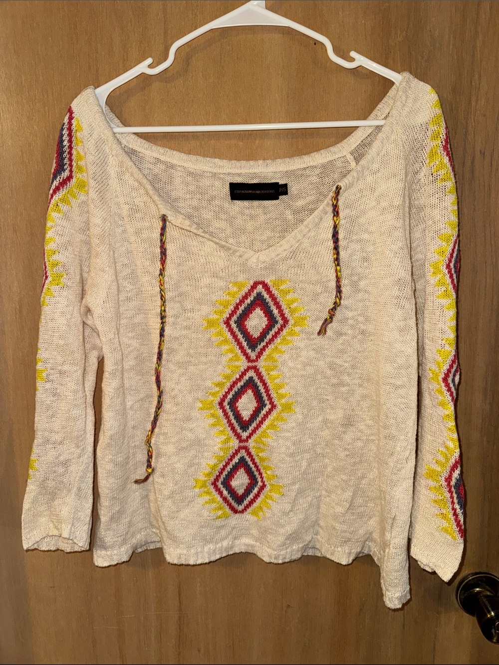 Eternal Sunshine Creations “Hand Me Down” V-Neck Pullover Crop Sweater PSmall